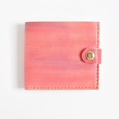 革の手染め財布 「カントリーレッド  No.87（二つ折り財布）」