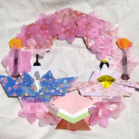 ひな祭り・リース・桃の花・折り紙・壁面飾り【★送料無料★】