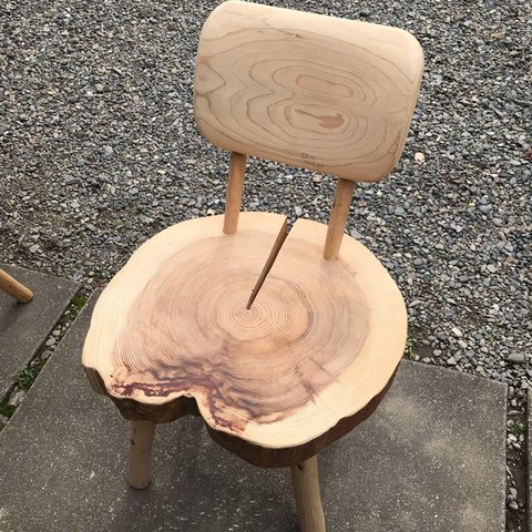  木の丸太椅子　吉野杉無垢　木製　スツール　和室　No.1