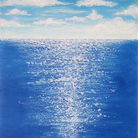 パステル画　海の絵　風景画