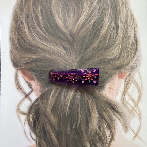 【幅広】花火のヘアクリップ