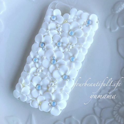 お花のスマホケース♡ピュアホワイト白