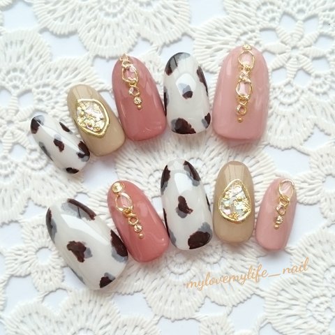 mylovemylife_nail☆whiteべっ甲ニュアンスブラウンネイル