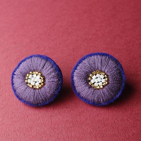 ＜Stella " Sis " ～遊び好きの星～＞刺繍ピアス◎クラシカルパープル◎２way★ロングポスト/アレルギー対応変更可能