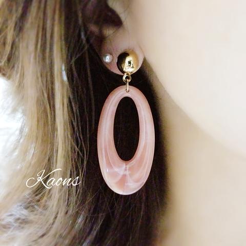 大ぶりオーバルピアス/イヤリング🍀シンプルピアス/イヤリング