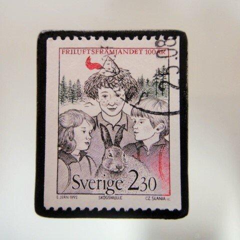 アップサイクル　スウェーデン切手ブローチ4958