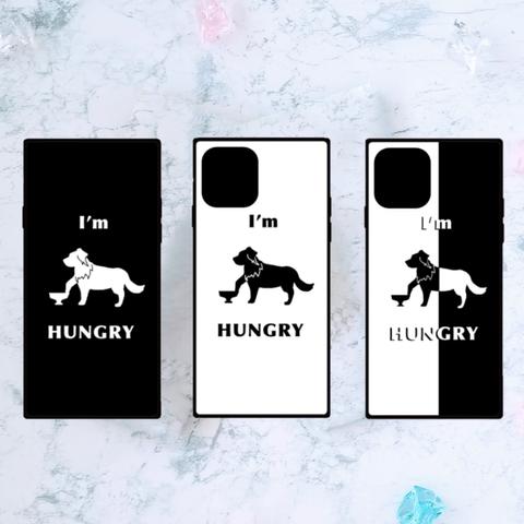 【iPhone】I’ｍ  HUNGRY ごはん大好きボーダーコリー【スクエアケース】