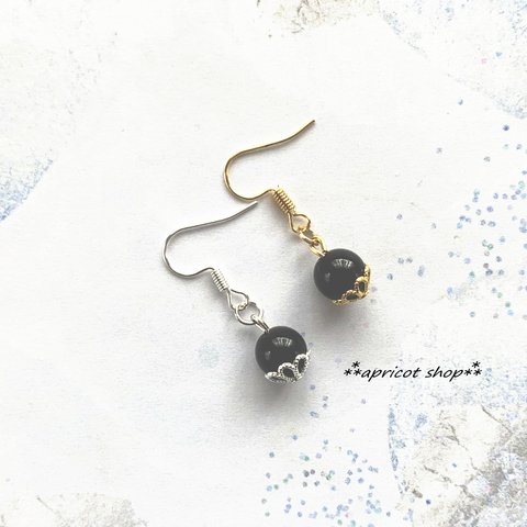 1粒ピアス/イヤーカフ オニキス