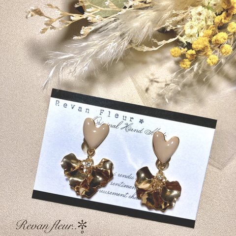 ◆sale◆milk tea heart earring