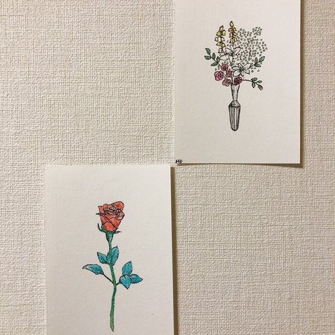 『一輪』&『花瓶』2枚組イラスト