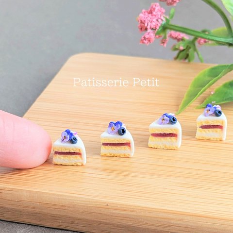 【ピアス・イヤリング】ブルーベリーとビオラのショートケーキ【片耳】