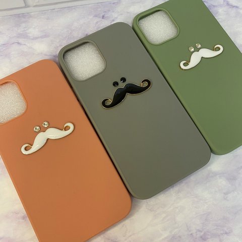 New!!!! iphone13 GalaxyS21 送料無料 くすみカラー デコ ヒゲ TPU スマホケース 可愛い