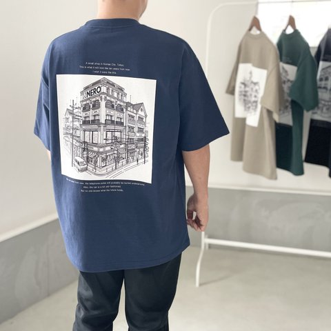 『2024新作』USAコットン バックプリントTシャツ ユニセックス 5色展開 【ネイビー】