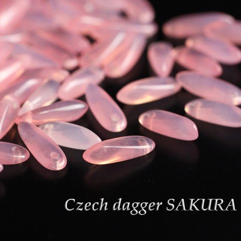 【約50粒】Czech-ダガーdagger【ローズオパール】桜