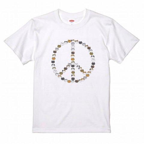 ネコTシャツ  「ネコ&ピース」 【受注生産】