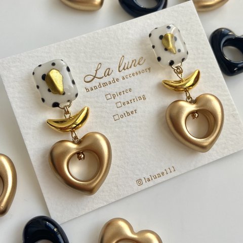 ドット ハート dot square × gold heart hoop