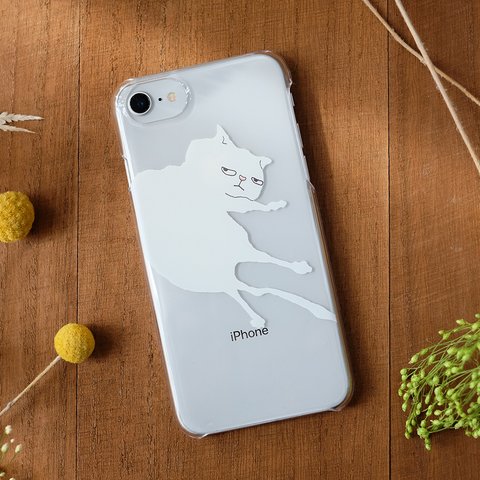 やる気のない猫 白猫 スマホケース    　　✶ ハード iPhone12 SE ✶