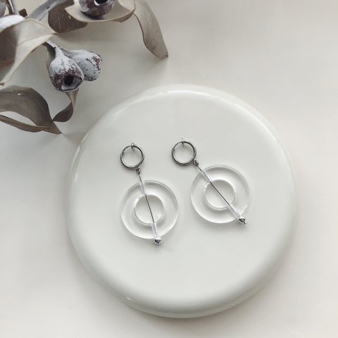 transparent 02 イヤリング  ピアス  ノンホールピアス ハンドメイド アクセサリー ファッション  handmade simple シンプル  ナチュラル シルバー クリア プチプラ