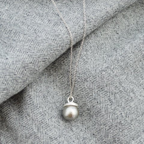 Long Cotton Pearl Chain Necklace(gray)