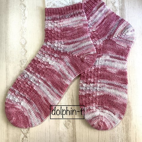 オパール毛糸の靴下　手編み　コットン　#6
