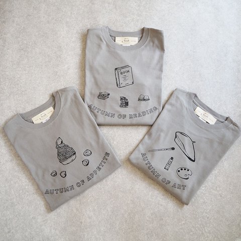 〇〇の秋　長袖ｔシャツ　グレー