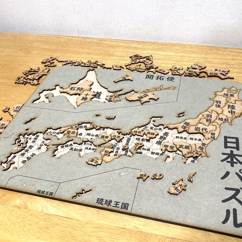 日本パズル特注版（表面のピースは各時代のパズルからどれかコメントして選んでいただき、台紙の方には都道府県の境界線で製作）