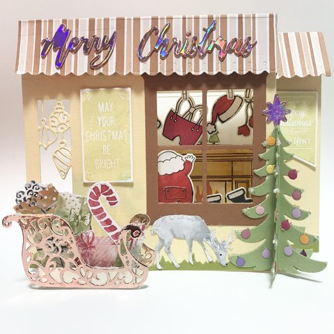 クリスマス飾れる立体カード 「Santa's suits」       クリスマスツリー プレゼント トナカイ 暖炉 帽子 手袋 雪  サンタクロース stampinup  スタンピンアップ