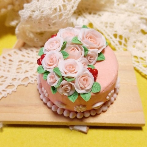 【ミニチュアフード】薔薇のフラワーケーキ　その6