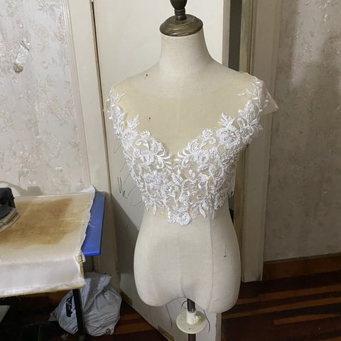 ウエディングドレス トップスのみ 3D立体レース刺繍 花嫁/ウェディングドレ