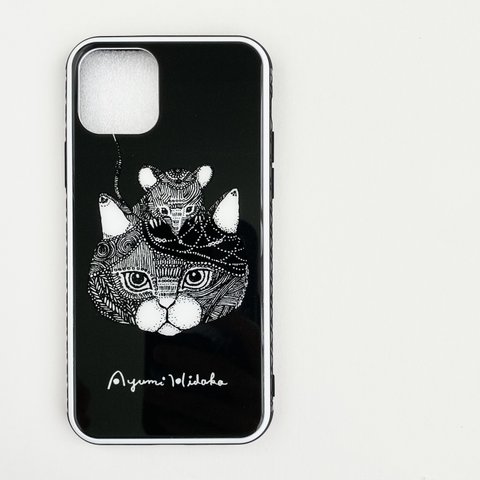＼クールブラック／ネズミとネコのスマホケース【強化ガラス】iPhone 14対応