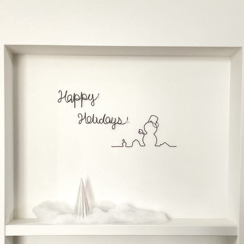 雪だるまとhappyholidays＊ワイヤーアート