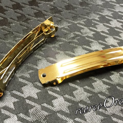 高品質バレッタ金具 ゴールド 2個 L