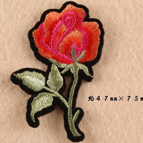 バラ 薔薇 ワッペン 刺繍 キルト 2枚入り