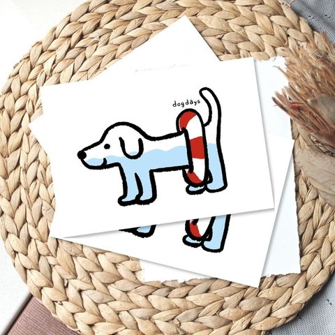 ビーグル【dogdays】ポストカード2枚 暑中見舞い　犬　ラブラドール