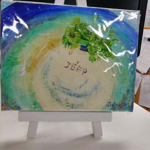 No.79_アクリル画”空から見たジープ島”☆