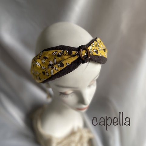 🌟capella🌟コーヒーの実かな　細めのターバン　capellaオリジナル　大人のターバン　カチューシャ風