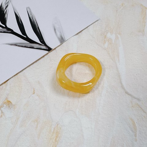 12〜13号⭐︎marble yellow⭐︎resin ring