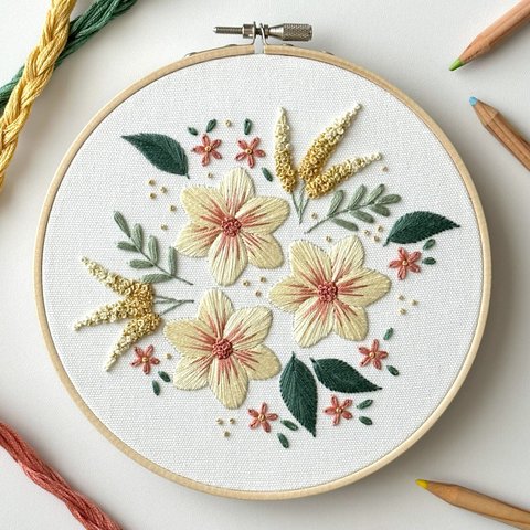 【刺繍で塗り絵】夏、旅気分