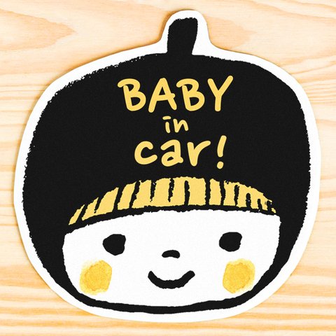 BABY IN CAR ベビーインカー マグネットステッカー(ブラック）