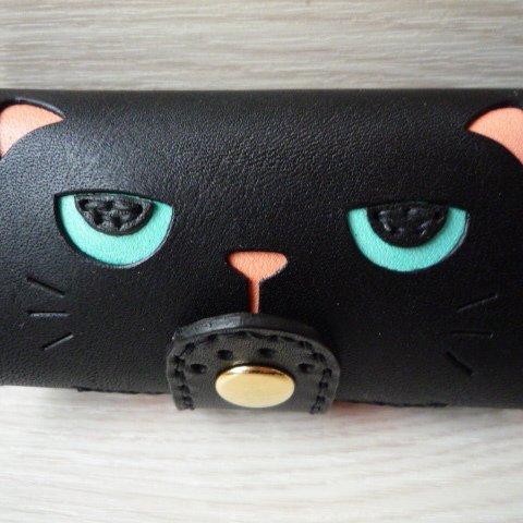 【sold out】黒猫のレザーキーケース♪