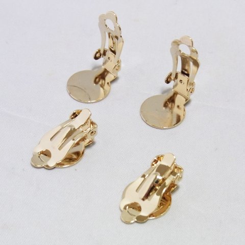 【4個入り】	クリップ【挟む金具）	ゴールド　皿 12mm　【アクセサリー部品】