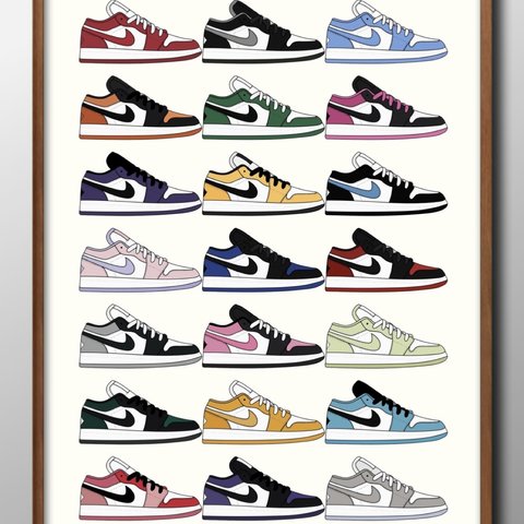 12861■A3アートポスター『ナイキ　スニーカー　靴』絵画　イラスト　デザイン　上級マット紙採用　北欧
