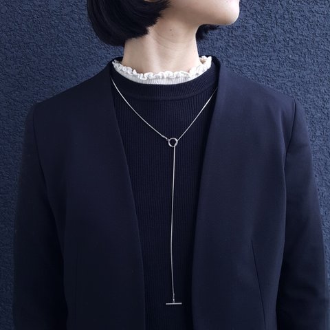 [1pcs] オール ステンレス製 80cm 2way スネーク ロング ネックレス シルバー 金属アレルギー対応 