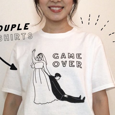 ペア Tシャツ【GAME OVER】 │ 結婚 ウェディング 新郎新婦