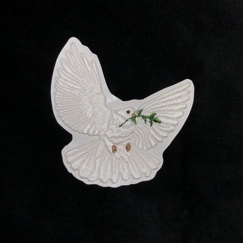 ★刺繍シール／ステッカー★平和の象徴　鳩　白い鳩　オリーブ