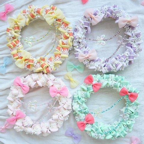 Wreath ***bobbin  merletto farfalla KIRAKIRA pink