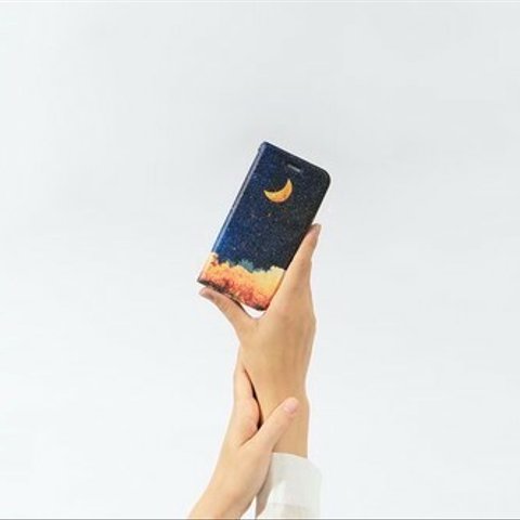 【送料無料】夜空と三日月の、手帳型スマホケース