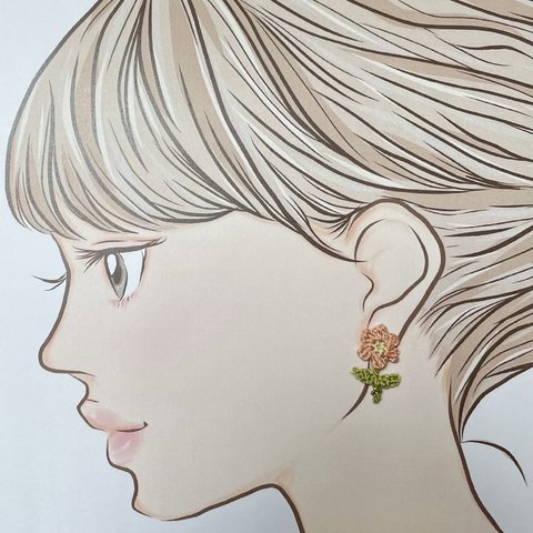 花 ピアス♡刺繍糸♡モリーの花