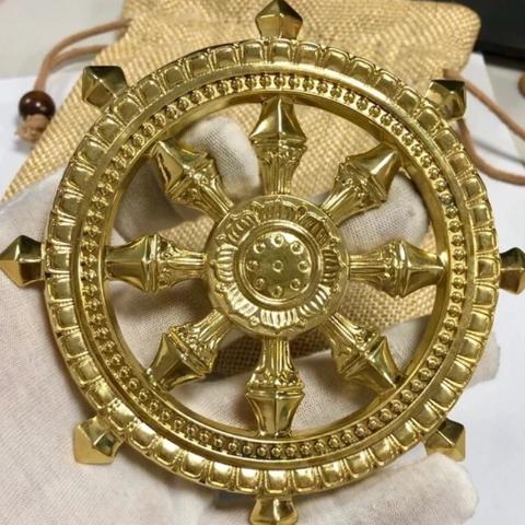 仏教法器 真言宗 法輪 輪宝 密教法具 チベット 真鍮製 11.5cm