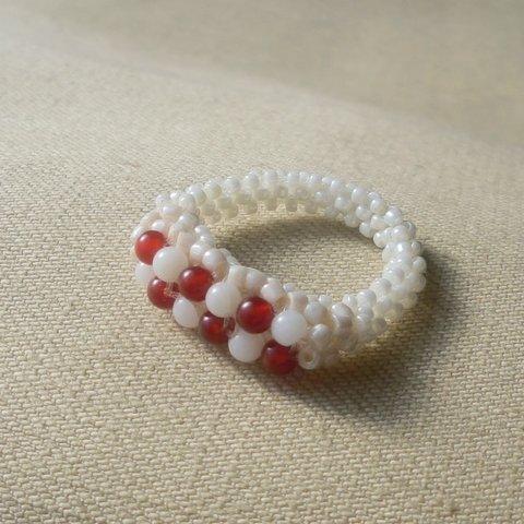 市松 beads ring (紅白象牙)